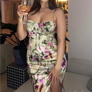 CIDER Illusion Ruched Midi Dress  Size 2XL